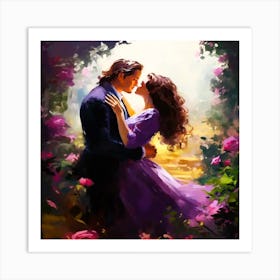 A Man Kissing A Beautiful Woman Art Print