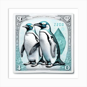 Penguins Vintage Banknote Style Poster Art Print