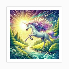 Unicorn In The Forest 9 Art Print