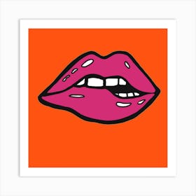 Lips orange Art Print