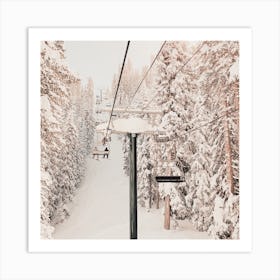 Snowy Ski Lift Art Print