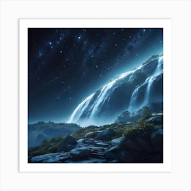 Waterfall In The Night Sky Art Print