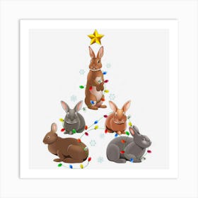 Rabbit Bunny Christmas Tree Ornament Decor Gift Art Print