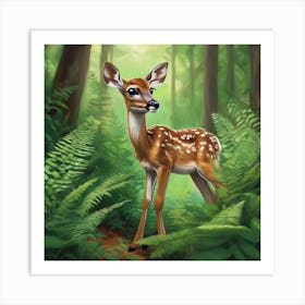 Fawn In The Forest 2 Art Print