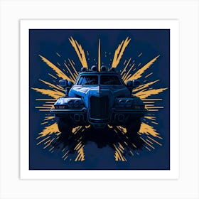 Car Blue Artwork Of Graphic Design Flat (127) 1 Art Print