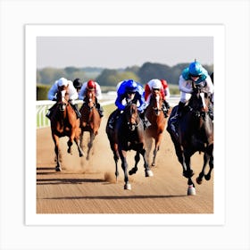 Jockeys Racing On Dirt Track Art Print