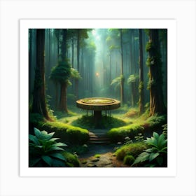 Circular Stone Platform In A Forest Art Print