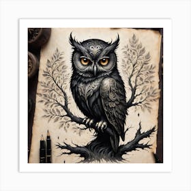 Owl Tattoo Art Print