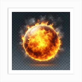 Fire Ball On Transparent Background 1 Art Print