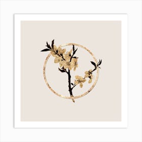 Gold Ring Almond Tree Flower Glitter Botanical Illustration n.0337 Art Print