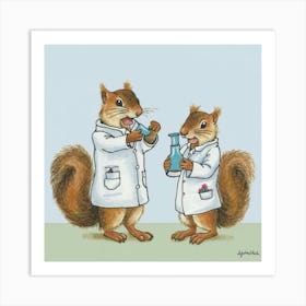 Science Loving Squirrels Lab Laughs Print Art Art Print