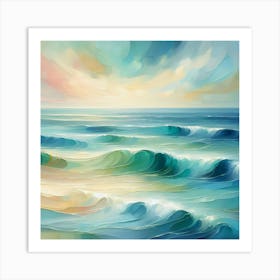 Ocean Waves At Sunset 1 Art Print