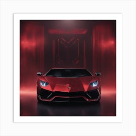 Red Lamborghini front view Art Print