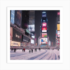 Times Square In The Snow 3 Art Print