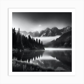 Black And White Mountain Landscape 18 Art Print