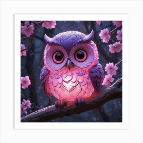 Pink Owl Art Print