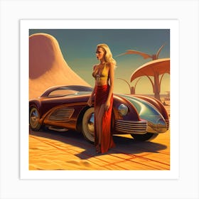 Girl And A Car 1 Art Print