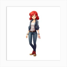 Anime Girl With Red Hair 1 Art Print