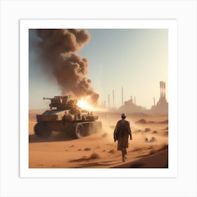 Tank In The Desert 4 Art Print