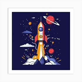 Space Rocket 3 Art Print