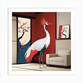 Default Japanese Red Crown Crane Bedroom Art 3 Art Print