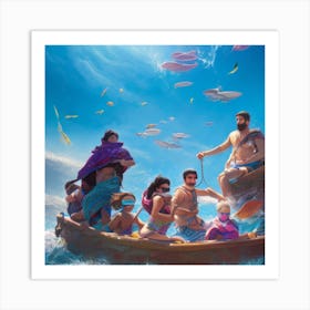 syrian refugees swimming in the sea to reach the coast Póster