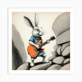 Rabbit Playing Guitar 6 Art Print