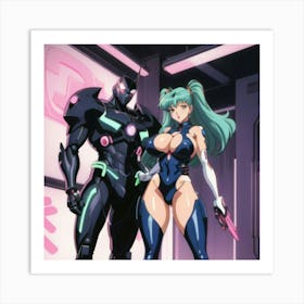 1900's vintage sexy anime girl in mech suits 01 Art Print