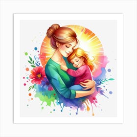 Mother And Daughter Watercolor Mothers Day Art Print