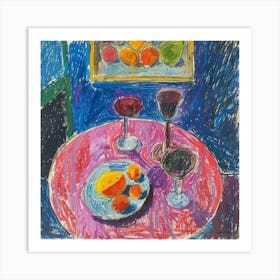 Table With Wine Matisse Style 6 Art Print