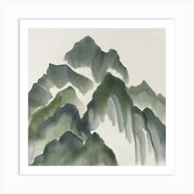 Japanese Watercolour Of Mount Kurai 5 Art Print
