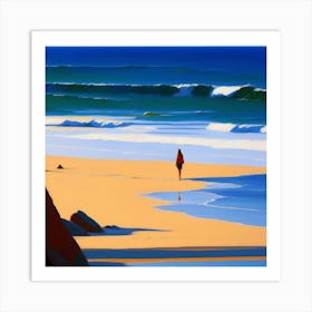 Man Walking On The Beach Art Print