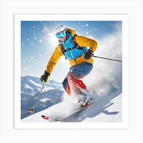 Skier In The Snow Art Print