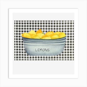 Gingham Lemons Art Print