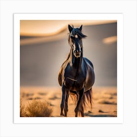 Black Horse In The Desert 1 Art Print