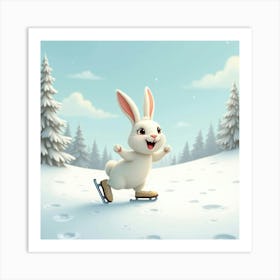 Flux Dev A Joyful Rabbit With Soft Fluffy White Fur And Bright 0 Art Print