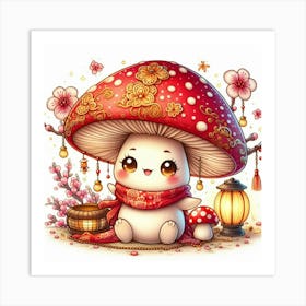 Chibi style mushroom 1 Art Print