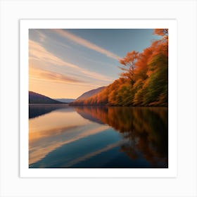 A Symphony of Autumn Colors by the Lake Art Print