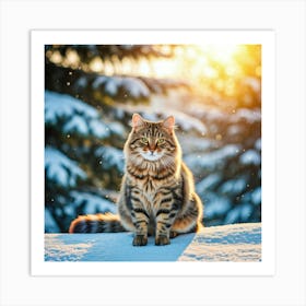 Cat In The Snow 2 Art Print