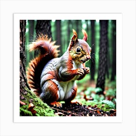 Squirrel In The Forest 25 Art Print