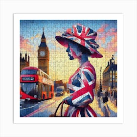 Abstract Puzzle Art English lady in London 1 Art Print