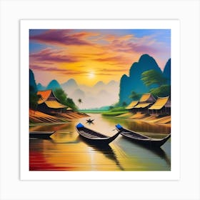 MEGONG RIVER VILLAGE Art Print