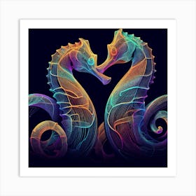 Seahorses In Love Art Print
