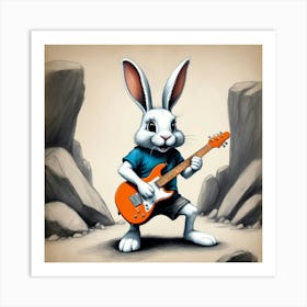 Bunny Playing Guitar 3 Art Print