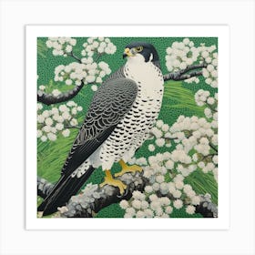 Ohara Koson Inspired Bird Painting Falcon 3 Square Art Print