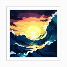 Sunset Over The Ocean 3 Art Print