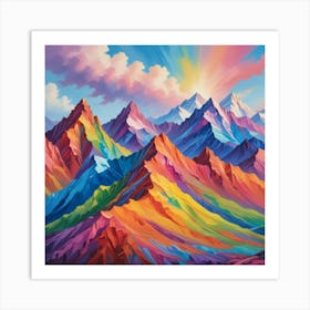 Rainbow Color Mountains Art Print 3 Art Print