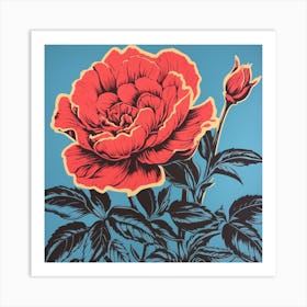 Peony 1 Pop Art Illustration Square Art Print