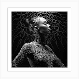 Black And White Portrait Of A Woman 1 Art Print