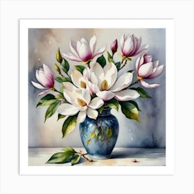 Magnolias In A Vase Art Print